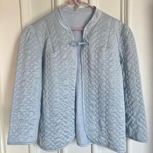 Vintage Light Blue Quilted Women's Bed Jacket
